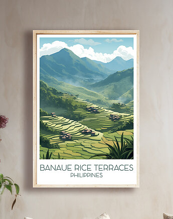 Filipiny - Tarasy ryżowe w Banaue - Plakat, pamiątka dla podróżnika, Black Sapphire Art