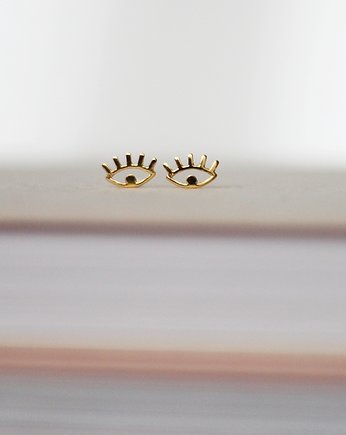 Kolczyki pozłacane Tiny Eye Stud Earrings, OKAZJE - Prezent na Walentynki