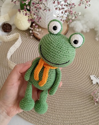 Maskotka żabka, Żaba na szydełku, Prezent dla dziecka, EcoToysByNastya
