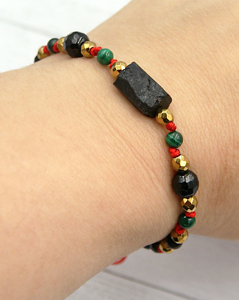 Ochronna bransoletka - czarny turmalin, MALACHIT, kaktusia