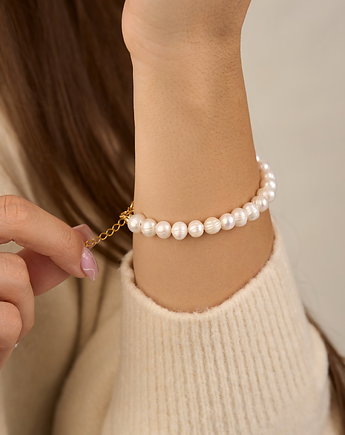 Bransoletka z naturalnych pereł - srebro 925 pozłacane, Coccola JEWELLERY