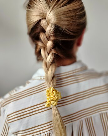 Gumka jedwabna, scrunchie, frotka lemon aura MINI, Capillum