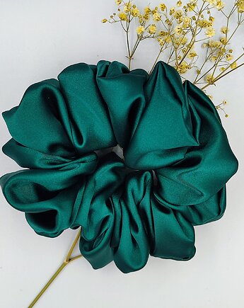 Scrunchie satyna emerald green, Kate HomeMade