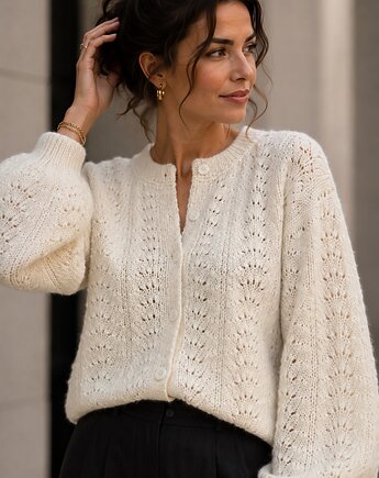 Ażurowy kardigan She is a Lady ( off white), Oh! Sweater