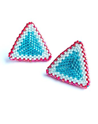 Kolczyki Trójkątne Sztyfty "Kolorowa Laguna", Bead Wonderful