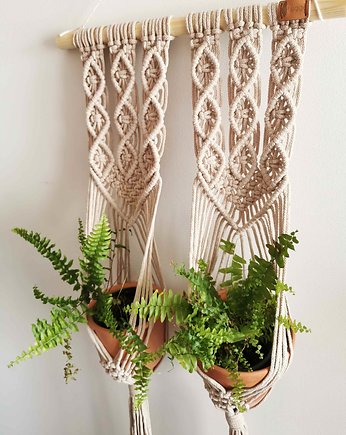Makrama podwójny kwietnik na ścianę, Hygge Macrame