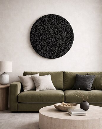 Okrągły czarny obraz strukturalny, MARACHIC