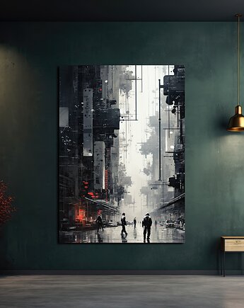 Futurystyczna Japonia, Cyberpunk - Plakat - Loft, Minimalizm, Black Sapphire Art