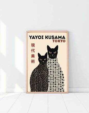 PLAKAT dekoracyjny czarne koty kropki abstrakcyjny  Yayoi Kusama,  poster, black dot studio