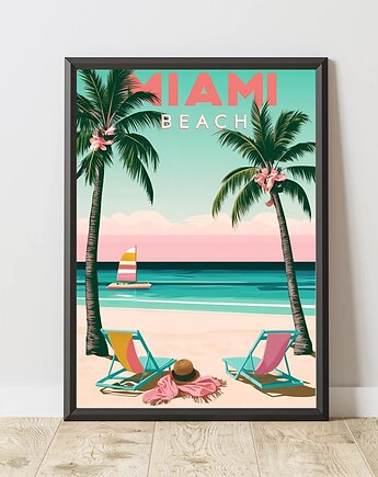 PLAKAT dekoracyjny pastelowy, miami beach poster, black dot studio