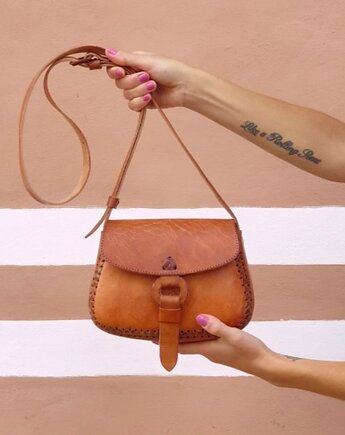 Torebka skórzana ręcznie robiona góralska ze skóry Abril Simple, SempreArte