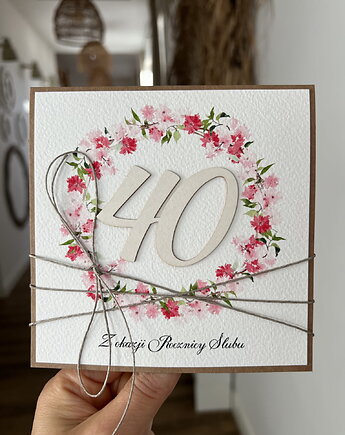 Wyjątkowa kartka ręcznie robiona życzenia z okazji 40. rocznicy ślubu, sorte