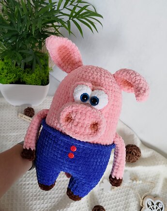 Duża świnka pluszowa, Maskotka przytulanka, Prezent dla dziecka, EcoToysByNastya