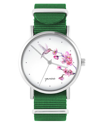 Zegarek - Koliber, oznaczenia - zielony, nylonowy, OSOBY - Prezent dla niego
