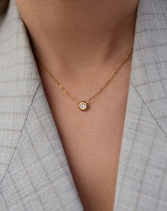 Złoty naszyjnik z cyrkonią ze stali chirurgicznej premium Paraiso Lumina, Paraiso