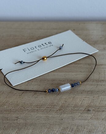 Bransoletka regulowana kyanit + kamień księżycowy, Fiorette stone&silver