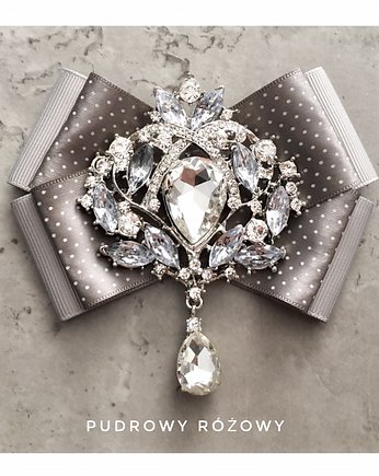 Brosza Exclusive z ogromnym kryształem NEW, Pudrowy Różowy