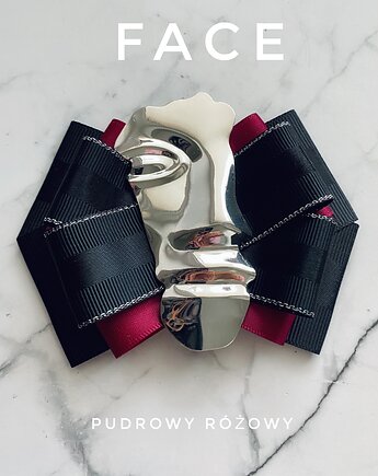 Brosza z Kolekcji FACE ze stylową metalową twarzą New, Pudrowy Różowy