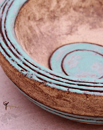 Ceramiczna misa - turkus i brąz, w inspiracji