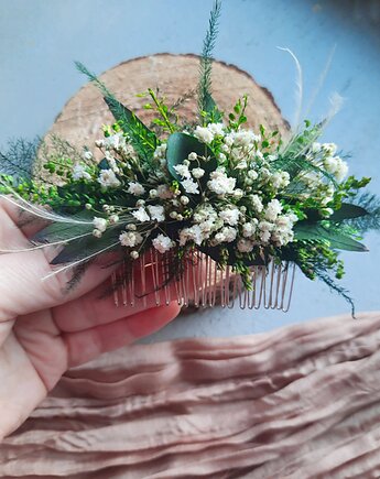 Grzebyk do włosów z eukaliptusa I gipsówki, Mudryk Viktoria Dried Flowers