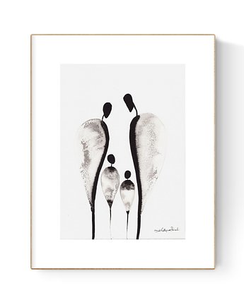 Grafika 21X30 malowana ręcznie na papierze, MiniMalArt