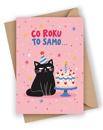 Kartka urodzinowa z kotem- Co roku to samo..., Czarna Owca Karteczki
