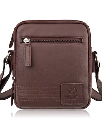 Listonoszka męska skórzana brązowa saszetka na ramię AY-27-BR, Paolo Peruzzi