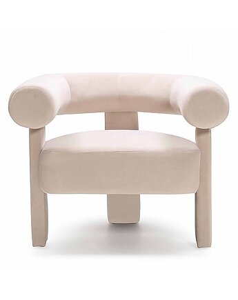 Fotel Welurowy Fotel Welwetowy Jasnobeżowy Crema, MIA home
