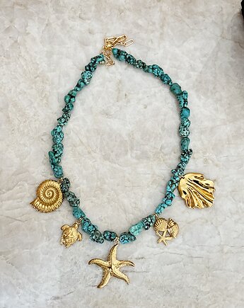 Naszyjnik Turkus Afrykański z zawieszkami, Chmolowska Jewellery