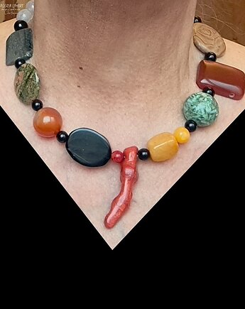 Ekskluzywny naszyjnik z mixu minerałów modny elegancki handmade PREZENT lux, Galeria Limart