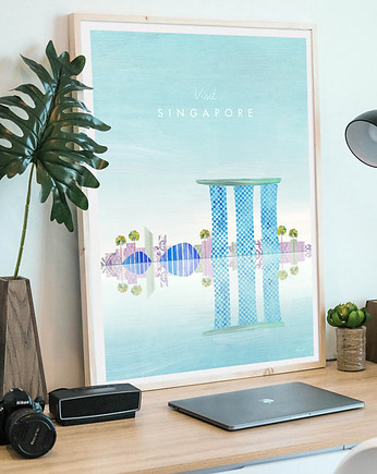 Singapur - vintage plakat 50x70 cm giclee, minimalmill
