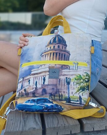 Pikowany welurowy plecak torba 2w1  Havana, sabi tatka