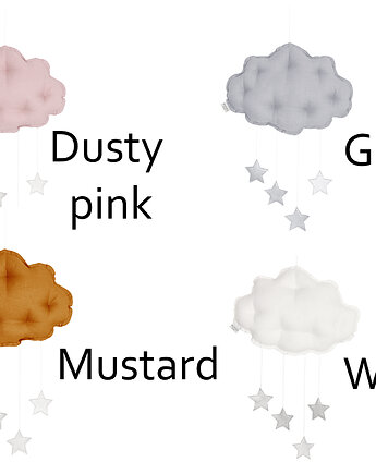 Mobil CHMURKA na ścianę, srebrne gwiazdki, Nukko Design