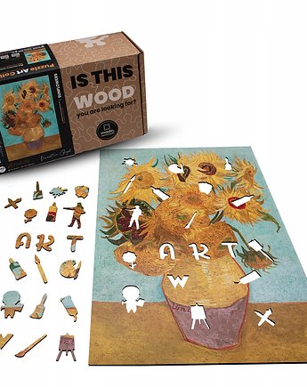 Puzzle drewniane SŁONECZNIKI Vincent van Gogh 700 el wyjątkowe kształty XXL, Wood You Do kreatywne puzzle