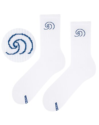 Białe skarpetki długie SURF WAVE bawełniane, sportowe, unisex, ZOOKSY
