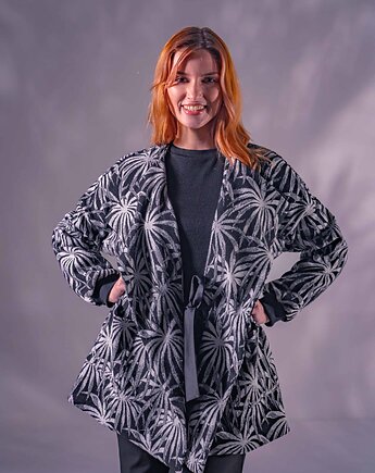 Czarna wiązana narzutka sweter, Non Tess