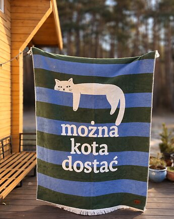 Koc XL Można kota dostać BIAŁY KOT, CZŁOWIEK KOC