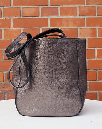 Kubełek - skórzana torebka stare złoto, Łagoda