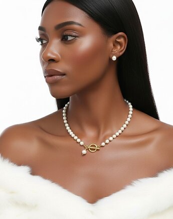 Biały Naszyjnik Perły Słodkowodne Zapięcie Toggle DOLCE VITA PEARLS, BY LUI Biżuteria i Dodatki