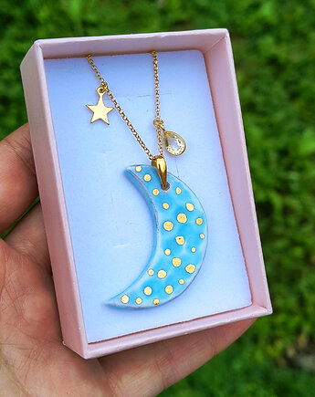 Naszyjnik pozłacany Księżyc Błękitny z Cytrynem Kolekcja Parian, ZIĘBA