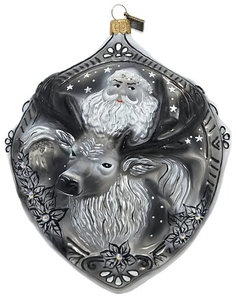 Kolekcjonerska ozdoba świąteczna ręcznie malowana czarno-biały medalion, STARGLASS