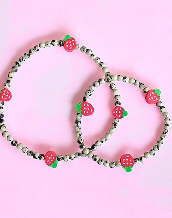 RAZEM TANIEJ! truskawkowe bransoletki : na rękę i na nogę : jaspis, kaktusia