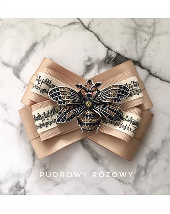 Brosza  Beżowa z nutami I Robalem NEW, Pudrowy Różowy