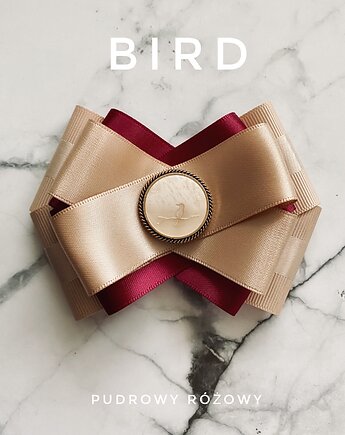 Brosza z kolekcji BIRD z masy perłowej z cudnym ptaszkiem NEW, Pudrowy Różowy