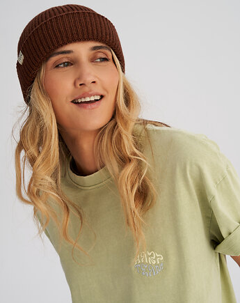 Krótka czapka prążkowana brązowa, HARP TEAM