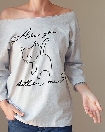 Are you kittin me Oversize szary długi, ONE MUG A DAY