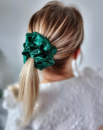 Gumka jedwabna, scrunchie, frotka bottle green MAXI, Capillum