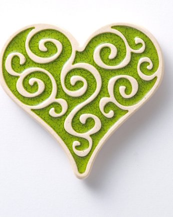 Ceramiczny magnes serce od serca, jasnozielony, w pudełku, pracowniazona