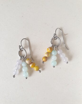 Kolczyki BOHO ART jadeit żółty, aqua, jaspis cesarski, modesign