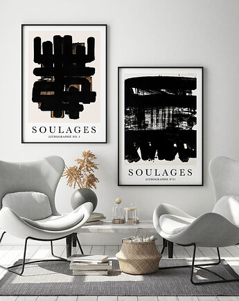 Zestaw plakatów -  Soulages balck and white, HOG STUDIO